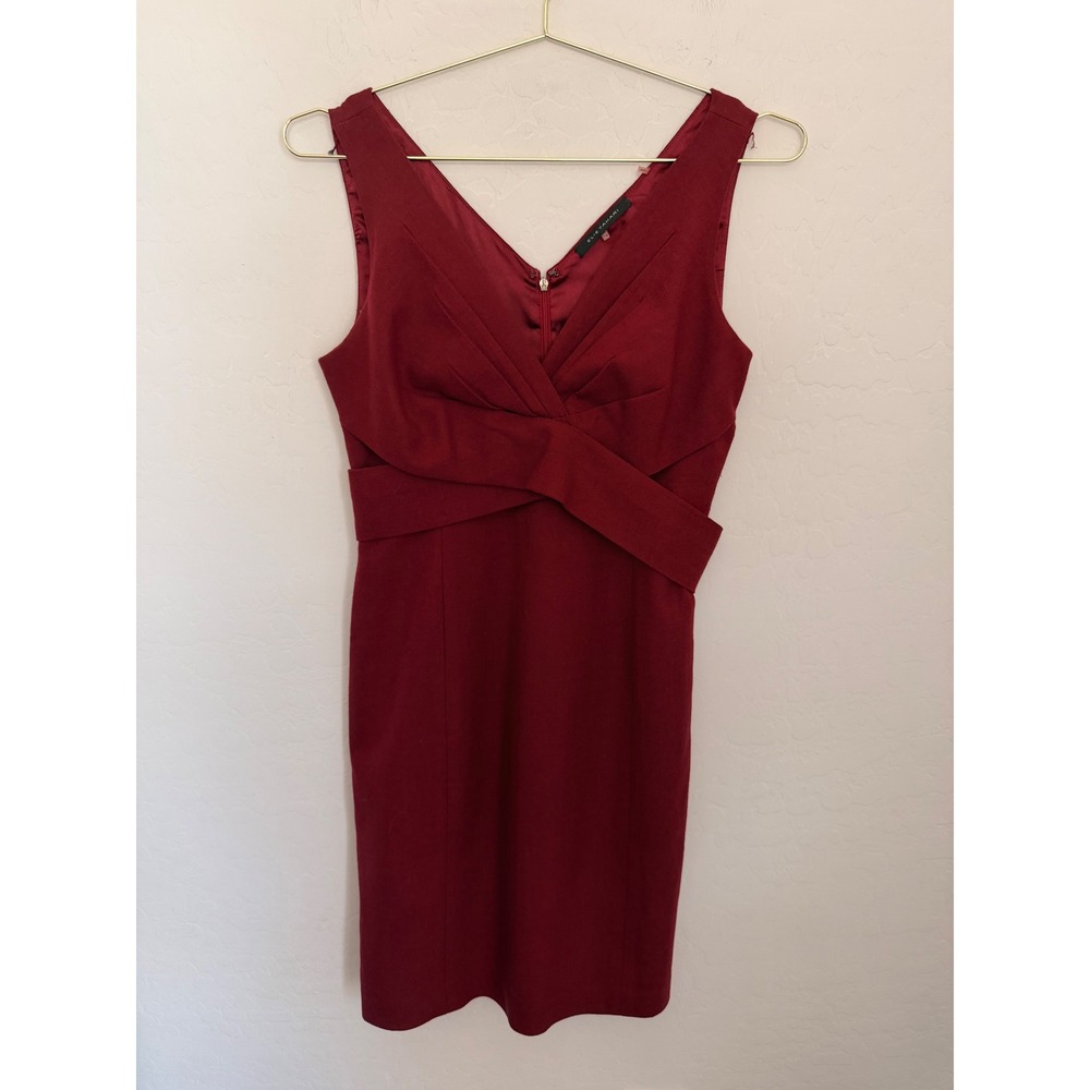 Elie Tahari V-Neck Crossover Sheath Wool Blend Minimalist Elegant Dress Size 8
